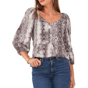 Vince Camuto Women's Snake Print 3/4 Sleeve Blouse Top Size XS